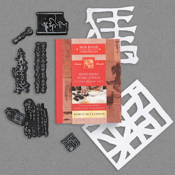 Mixed-Media Stamp, Stencil, and Storybook Set Asian Scripts