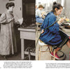 Across different eras, two women engage in jewelry making, embodying the lasting legacy of handmade artistry. On the left, a woman in historical attire uses traditional tools at her workspace. On the right, a modern woman—perhaps influenced by Craft Schools from Schiffer Publishing, Ltd.—works with a torch on jewelry at a metal table.