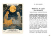 Two long-haired women in flowing dresses sit on grass beneath radiant trees at dusk, weaving together amid woodland—evoking Nordic folklore and the magic of Schiffer Publishing, Ltd.'s Nordic Forest Rituals Oracle Cards. Card shown: Weavers of Light and Shadow.