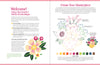 An illustrated guide from Schiffer Publishing, Ltd. introduces ColorMaps Paint-by-Number Beautiful Blooms, featuring vibrant floral bouquets, easy coloring steps, and a labeled master palette on a pink and white background.