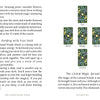 An illustrated book page introduces The Liminal Woods Oracle by Schiffer Publishing, Ltd., featuring four icons—Sun, Wind, Magic, and Moon—that evoke the mysteries of an enchanted forest. A section titled “The Liminal Magic Spread,” accompanied by a crystal illustration, is also included.
