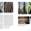 A magazine spread for Schiffer Publishing, Ltd.’s "The Historic Dutch American Barns of New Jersey and Southern New York" features forest scenes, detailed wood textures, twisted branches, and beams in barns, highlighting elements of vernacular architecture.