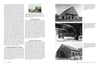 A two-page spread in "The Historic Dutch American Barns of New Jersey and Southern New York" by Schiffer Publishing, Ltd. pairs text on early American barns with historic black-and-white photos, each captioned to highlight their architectural significance.