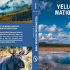 Book cover for Yellowstone National Park by Schiffer Publishing, Ltd. Features scenic photos of mountains, wildlife like moose, and geysers under a blue sky with trees. Back cover has a description and barcode. Author: David Skernick.