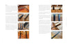 Two pages from "Traditional Japanese Woodworking" by Schiffer Publishing, Ltd. feature text and 13 numbered photos of hand tools—chisels, saws, and more—arranged on a workbench to highlight key Japanese woodworking techniques.
