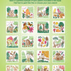 Featuring 20 small, colorful illustrations of animals, plants, and nature scenes arranged in a 4x5 grid on a green background with “Painting Ideas!” text above the images, the I Heart Art Forest Friends Watercolor Paint Pad by Schiffer Publishing, Ltd. offers perfect inspiration for any kids’ painting book or watercolor project with vibrant forest designs.