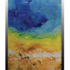Creative Glass by Schiffer Publishing, Ltd. features abstract art with deep blue blending into green, yellow, and sandy brown. Textured details and vibrant splashes evoke stained glass artistry in a colorful and dynamic composition.