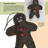 Fun Felt Crafts by Schiffer Publishing, Ltd. features two handmade gingerbread men Christmas ornaments, crafted from textured brown fabric with button accents, displayed on a light background with project instructions.