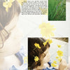A young child with brown hair in a blue dress holds yellow flowers outdoors. Close-ups of the child and lavender illustrate “Kinder Gardens” by Schiffer Publishing, Ltd.—perfect inspiration for gardening with kids and exploring garden scents.