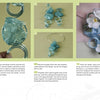 A jewelry-making tutorial from Schiffer Publishing, Ltd.'s Fresh Floral Jewelry shows step-by-step instructions with images of blue stone wire-wrapped pendants, earrings, and a necklace featuring blue wire and delicate white floral designs.