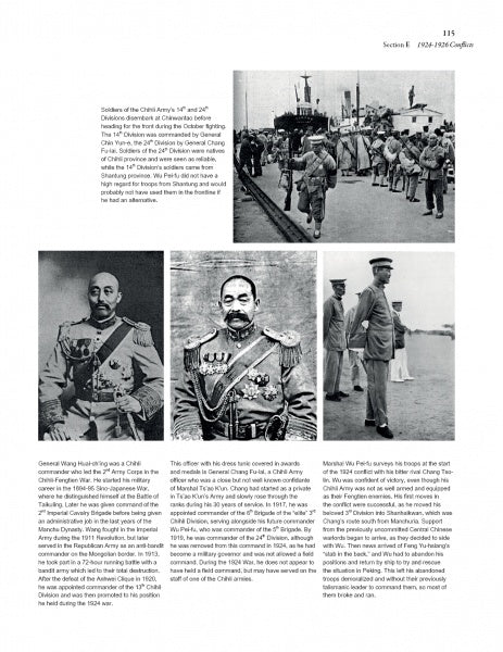 The Armies of Warlord China 1911-1928 by Schiffer Publishing, Ltd. features historical black-and-white photos of Chinese warlord armies, soldiers, parades, and portraits with text on conflicts in 1920s China.
