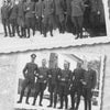 Two black-and-white photos from "Panzergrenadier Divisions of the Waffen-SS" by Schiffer Publishing, Ltd. show WWII-era soldiers in uniform posing outside a building in snow, some smiling and others standing at attention.