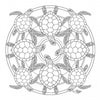 Animal Life by Schiffer Publishing, Ltd.: a black and white mandala illustration of seven sea turtles with intricate shells and flippers, arranged in a circle around a geometric center—ideal for meditative mandalas coloring books.