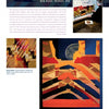 A collage of artist Elinor Steele, her statement, and images of her colorful, abstract woven textiles appears in "Contemporary International Tapestry" by Schiffer Publishing, Ltd., featuring geometric patterns in vibrant hues.