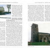 A book spread from "The Famous B-24 Witchcraft" by Schiffer Publishing, Ltd. shows a house with a fence on the left page and a stone church with a square tower on the right, both featuring historical text about the 8th Army Air Force in WWII.