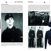 A book spread from Schiffer Publishing, Ltd.'s "Panzer Feldjacke" shows black-and-white photos of men in German armored forces uniforms, close-ups of Wehrmacht and Waffen-SS insignia, a blue cap, a jacket, plus descriptive captions.