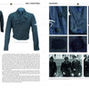 A Panzer Feldjacke book spread by Schiffer Publishing, Ltd. features photos of a dark military jacket, close-up details, black-and-white images of German armored forces uniforms, and descriptive text on Wehrmacht and Waffen-SS insignia across both pages.