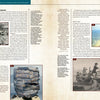 A textbook page features text and four images—historic illustrations, a ceramic pot, a rock formation, and explorers meeting Indigenous people—highlighting Native American basketmaking, as explored in "Indian Basketry of the Northeastern Woodlands" by Schiffer Publishing, Ltd.