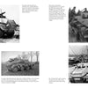 A collage of five black-and-white photos from "German Heavy Armored Cars" by Schiffer Publishing, Ltd. features WWII armored cars in convoys, damaged states, and with troops in rural, forest, urban, and waterside settings.